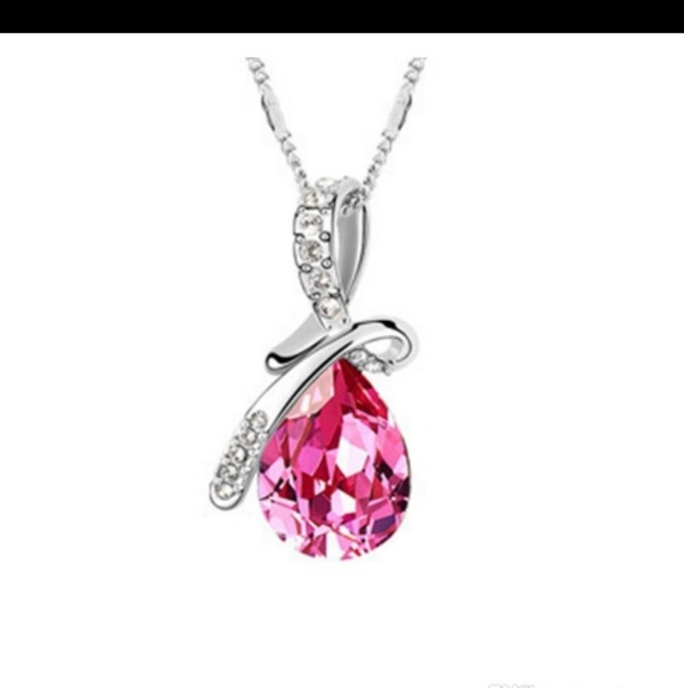 Water drop pink necklace